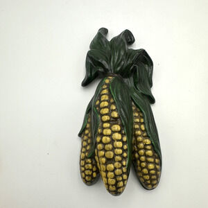 Corn on the Cob Ceramic Handpainted Farmhouse 80s Wall Decor